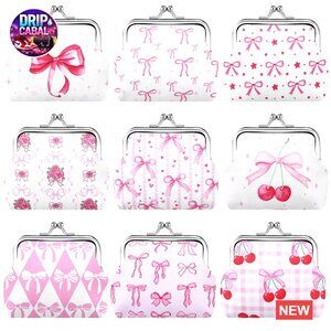 Vintage Kiss Lock Coin Purse Set Canvas Fabric Mini Travel Pouches Gift